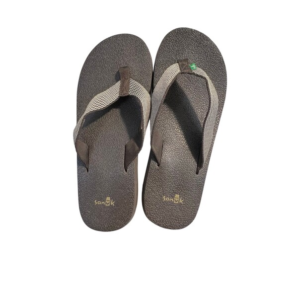 Sanuk Women's Yoga Mat Webbing Flip Flops brown Size 6 - Picture 1 of 5